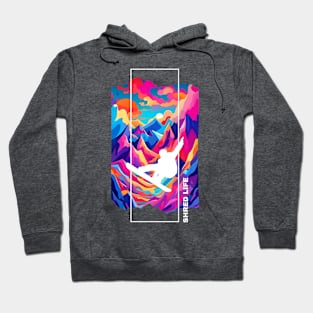 Shred Life - Neon Snowboarding - AI Art Hoodie